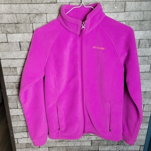 Columbia Size Large 14/16 Purple Fleece zip up jacket like new‎ condition